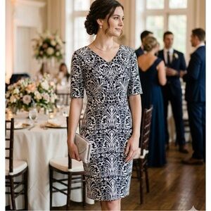 J McLaughlin Catalina Dress Black/white. Sz Small. Stretchy. Travel. Pockets